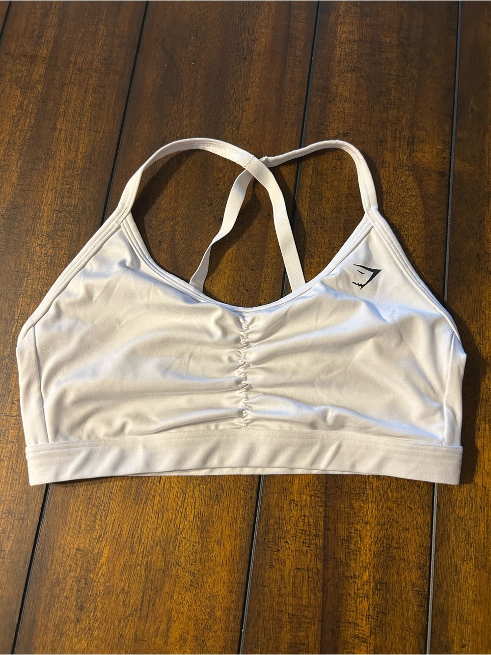 Gymshark White Ruched Double-Strap Sports Bra